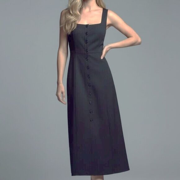 NWT Rumored Mayfair Black Button-Down midi Dress 0 - Picture 1 of 9